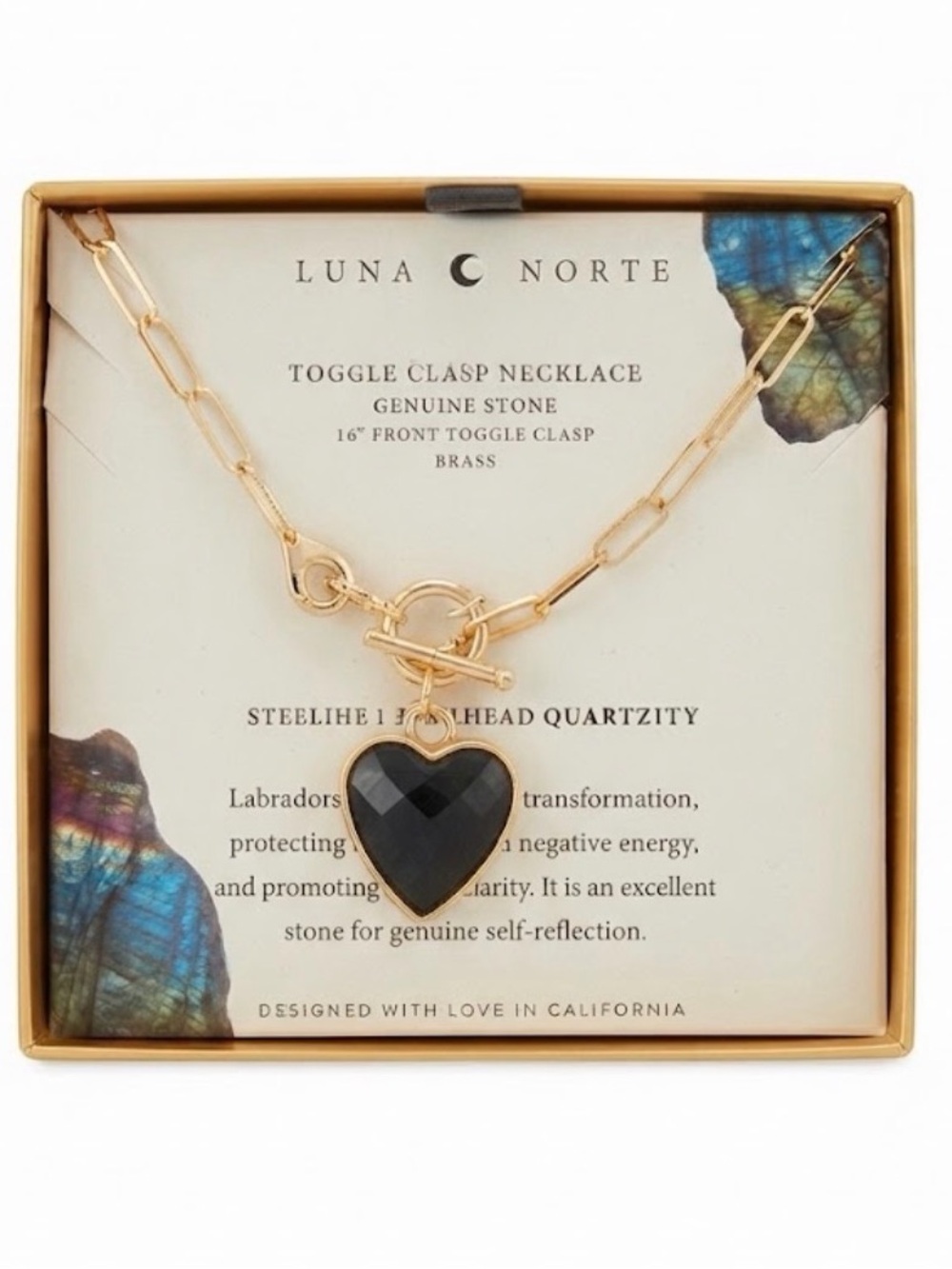 NWT ⚜️🩶⚜️ Luna Norte Genuine Stone Gemstone Heart Pendant Necklace